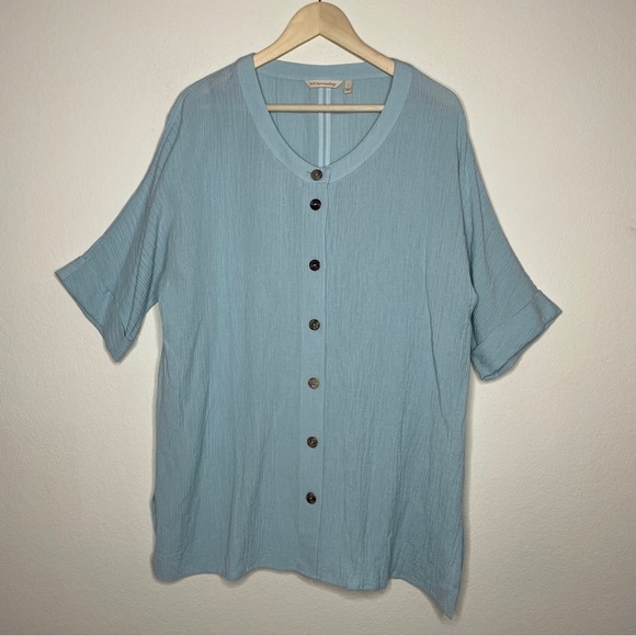 Soft Surroundings Blue Gauze Button Down Talia Tunic - Picture 1 of 7